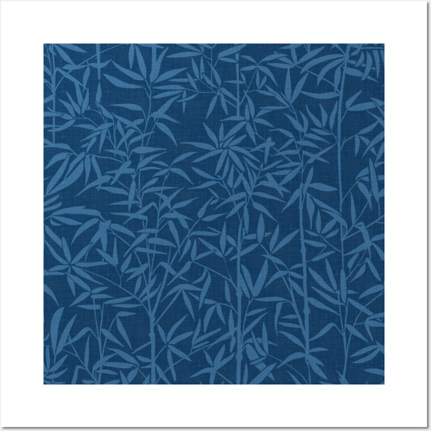 Garden with Bamboo / Minimalist Plants in Moody Blue Shades Wall Art by matise